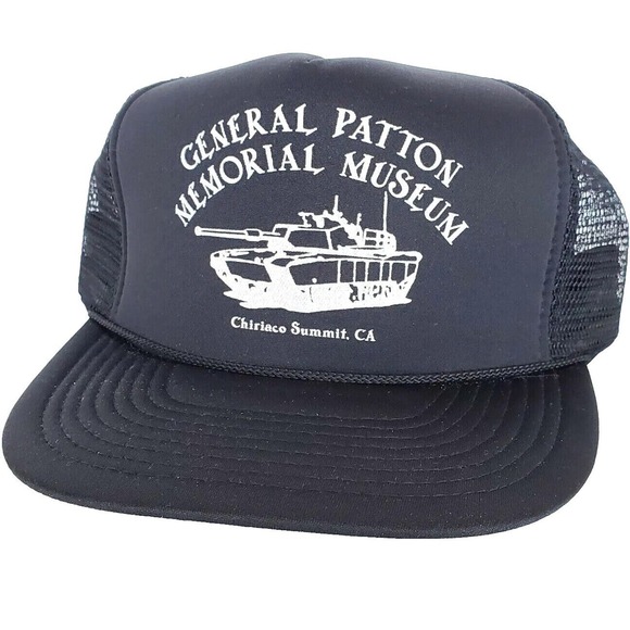 Vintage "General Patton Memorial Museum" Strapback Black Hat Adjustable Rope Cap - Picture 1 of 6
